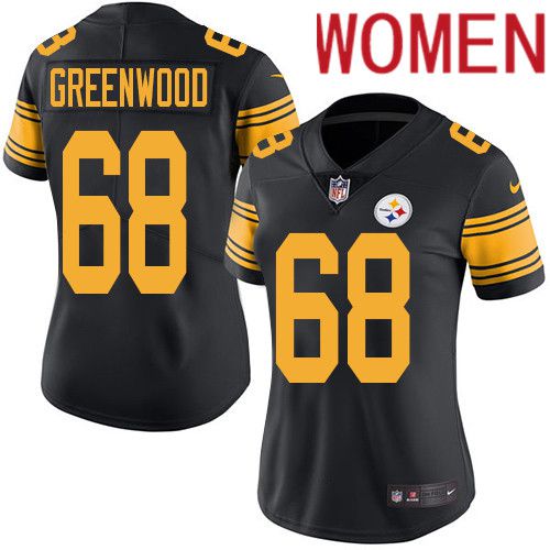 Women Pittsburgh Steelers #68 L.C. Greenwood Nike Black Vapor Limited Rush NFL Jersey
